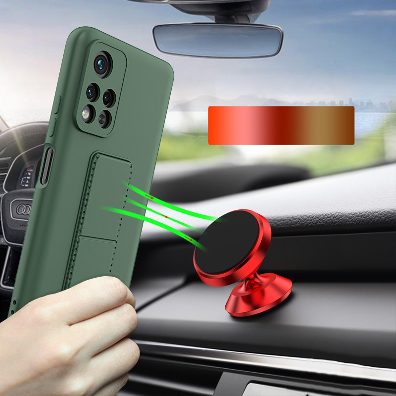 Wozinsky Kickstand Case silikoninis dėklas su stovo dangteliu, skirtas Xiaomi Redmi Note 11S / Note 11 Black