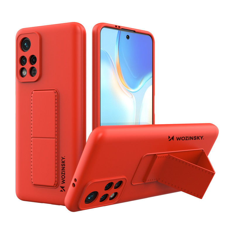 Wozinsky Kickstand Case silikoninis dėklas su stovu, skirtas Xiaomi Redmi Note 11S / Note 11 Red