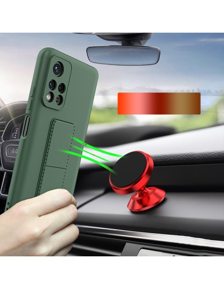 Wozinsky Kickstand Case silikoninis dėklas su stovu, skirtas Xiaomi Redmi Note 11S / Note 11 Red