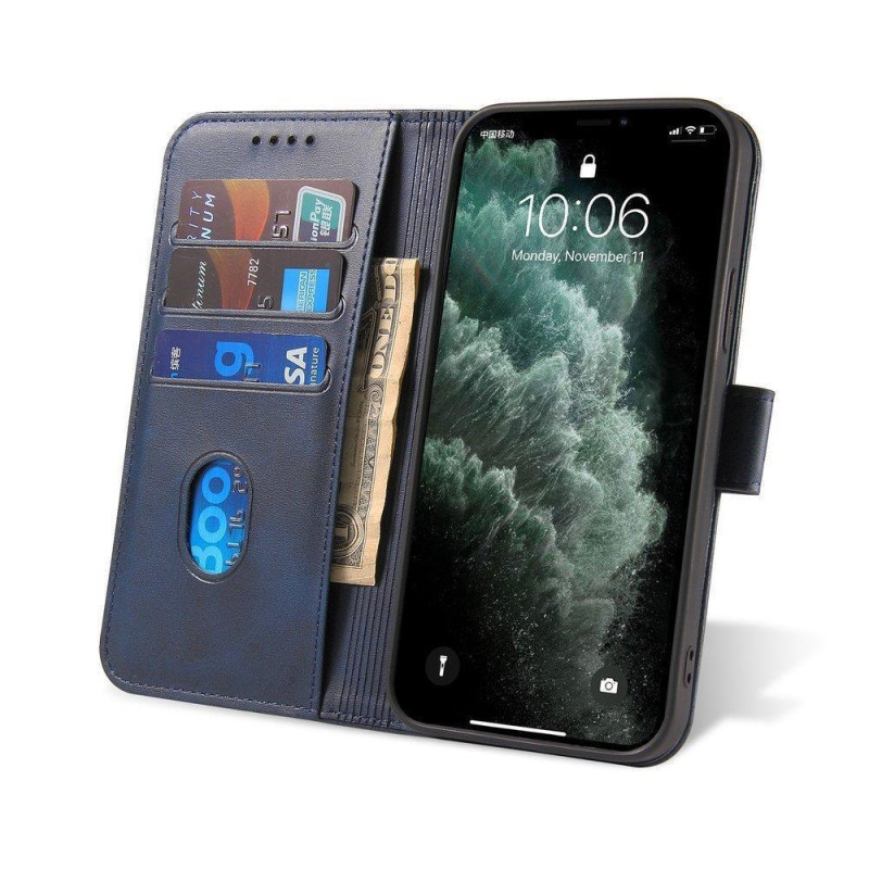 Magnet Case elegantiškas dėklas su atvartu ir stovo funkcija, skirta Xiaomi Redmi Note 11 Pro 5G / 11 Pro blue