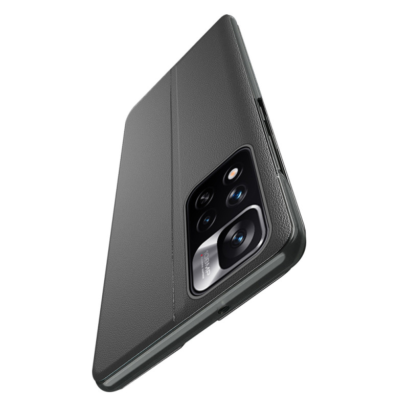 Eco Leather View Case elegantiškas dėklas su atvartu ir stovo funkcija, skirta Xiaomi Redmi Note 11S / Note 11 mėlynai