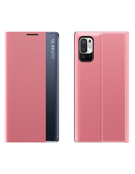 Naujas Sleep Case dangtelis su atvartu ir stovo funkcija, skirtas Xiaomi Redmi Note 11S / Note 11 rožinė
