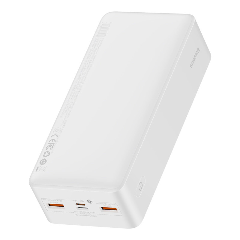 Bipow greito įkrovimo maitinimo blokas 30000 mAh USB-A microUSB laidas 0,25 m baltas