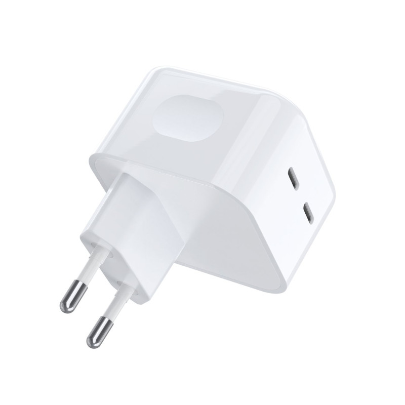 Sieninis įkroviklis 35W 2xUSB-C PD baltas
