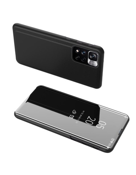 Clear View Case Xiaomi Redmi Note 11S / Note 11 juodas atverčiamas dėklas