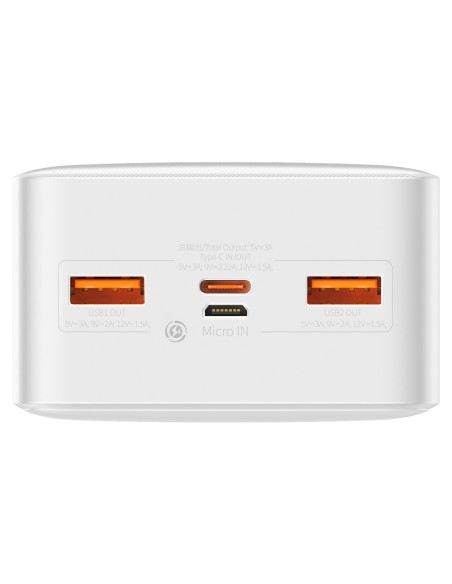 Bipow greito įkrovimo maitinimo blokas 30000 mAh USB-A microUSB laidas 0,25 m baltas