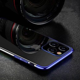 Skaidrus spalvotas gelio dėklas su metaliniu rėmeliu, skirtas Samsung Galaxy S22 Ultra black