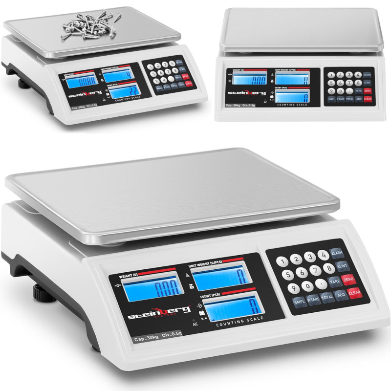 Komercinis svarstyklių skaičiavimas LCD RS232 30000 g / 0,5 g