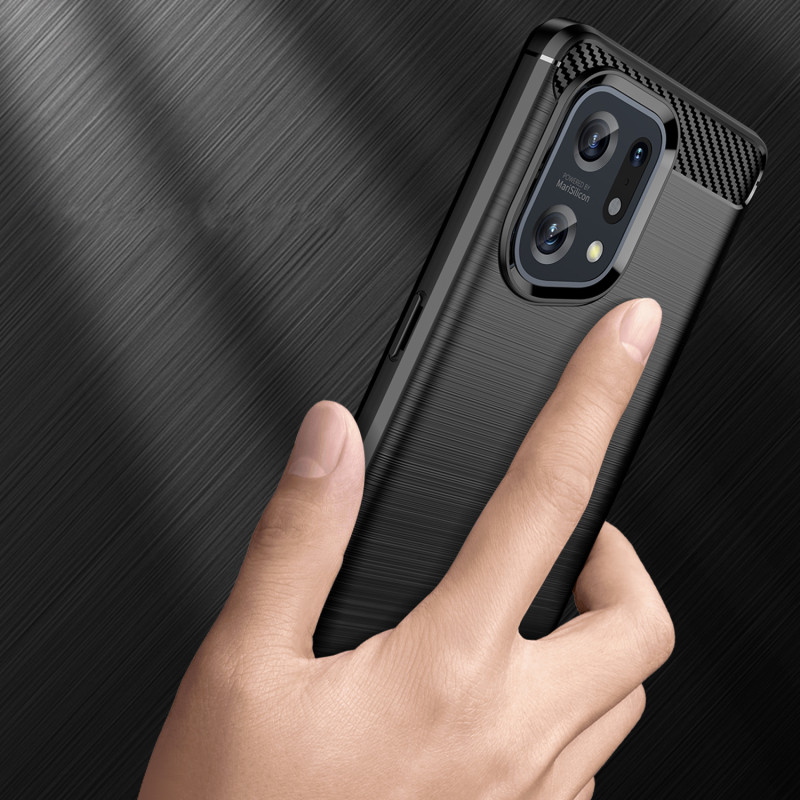 Carbon Case lankstus dangtelis Oppo Find X5 juodas