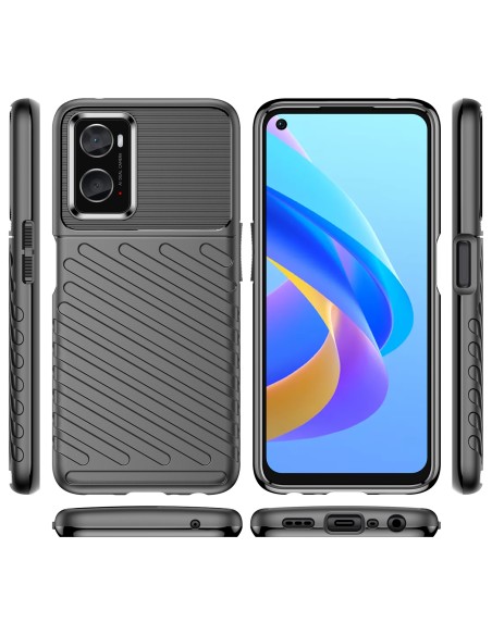 Thunder Case lankstus šarvuotas dėklo dangtelis, skirtas Oppo A76 / Oppo A36 / Realme 9i juodas Thunder Case lankstus šarvuotas dėklo dangtelis, skirtas Oppo A76 / Oppo A36 / Realme 9i juodas
