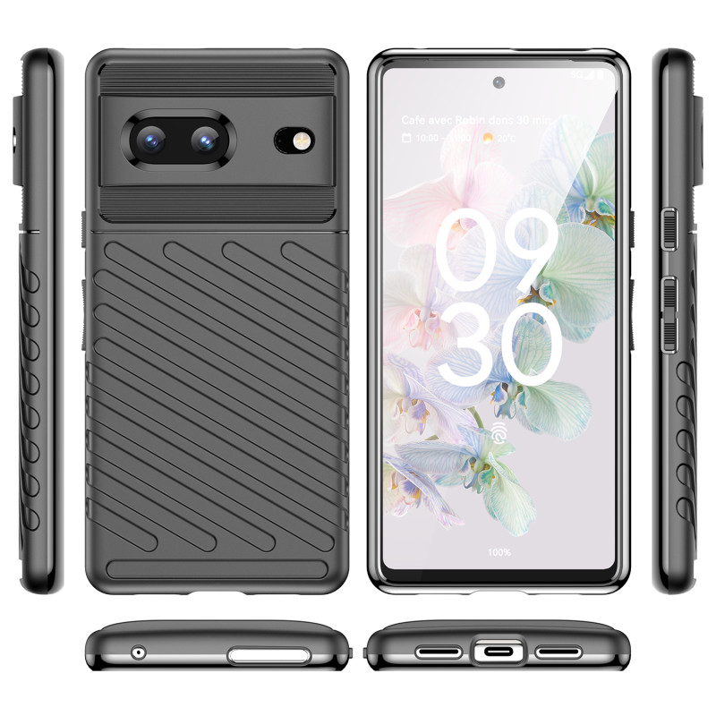 „Thunder Case“ lankstus šarvuotas dėklo dangtelis, skirtas „Google Pixel 7“, juodas