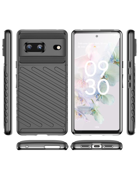 „Thunder Case“ lankstus šarvuotas dėklo dangtelis, skirtas „Google Pixel 7“, juodas „Thunder Case“ lankstus šarvuotas dėklo dangtelis, skirtas „Google Pixel 7“, juodas