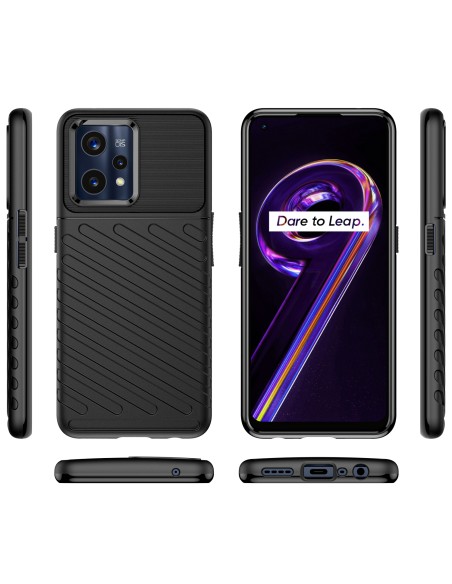 Thunder Case lankstus šarvuotas dėklo dangtelis, skirtas Realme 9 Pro + (9 Pro Plus) juodas Thunder Case lankstus šarvuotas dėklo dangtelis, skirtas Realme 9 Pro + (9 Pro Plus) juodas