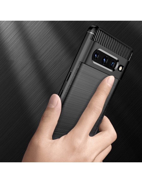 Carbon Case lankstus dangtelis, skirtas Google Pixel 7 Pro juodas Carbon Case lankstus dangtelis, skirtas Google Pixel 7 Pro juodas