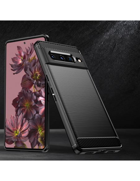 Carbon Case lankstus dangtelis, skirtas Google Pixel 7 Pro juodas Carbon Case lankstus dangtelis, skirtas Google Pixel 7 Pro juodas