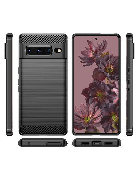 Carbon Case lankstus dangtelis, skirtas Google Pixel 7 Pro juodas Carbon Case lankstus dangtelis, skirtas Google Pixel 7 Pro juodas