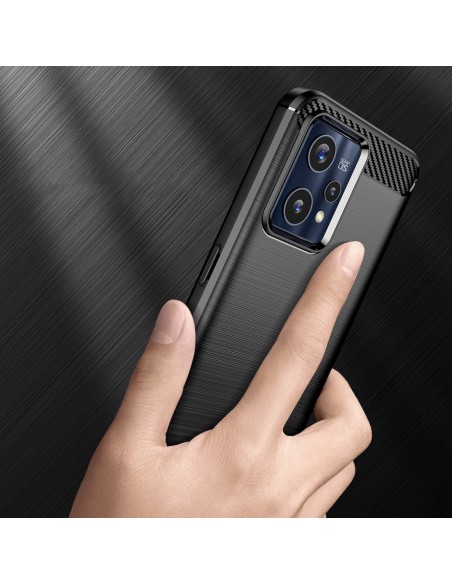 Carbon Case lankstus dangtelis, skirtas Realme 9 Pro + (9 Pro Plus) juodas