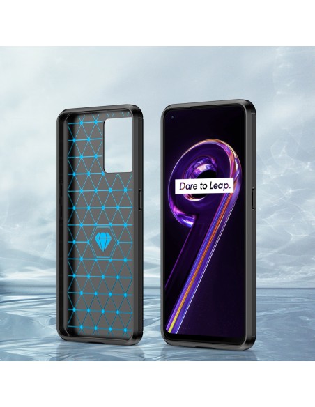 Carbon Case lankstus dangtelis, skirtas Realme 9 Pro + (9 Pro Plus) juodas