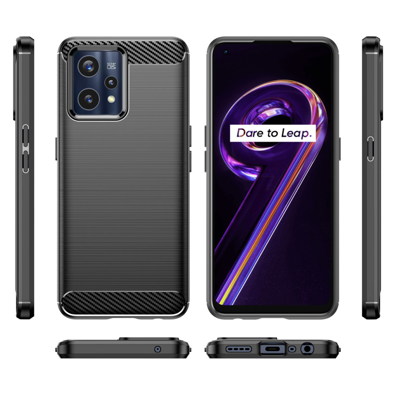 Carbon Case lankstus dangtelis, skirtas Realme 9 Pro + (9 Pro Plus) juodas