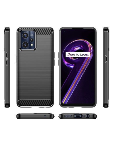 Carbon Case lankstus dangtelis, skirtas Realme 9 Pro + (9 Pro Plus) juodas