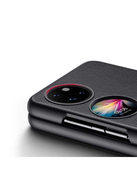Dux Ducis Fino dėklas, dangtelis padengtas nailono medžiaga, Huawei P50 Pocket juoda Dux Ducis Fino dėklas, dangtelis padengtas nailono medžiaga, Huawei P50 Pocket juoda