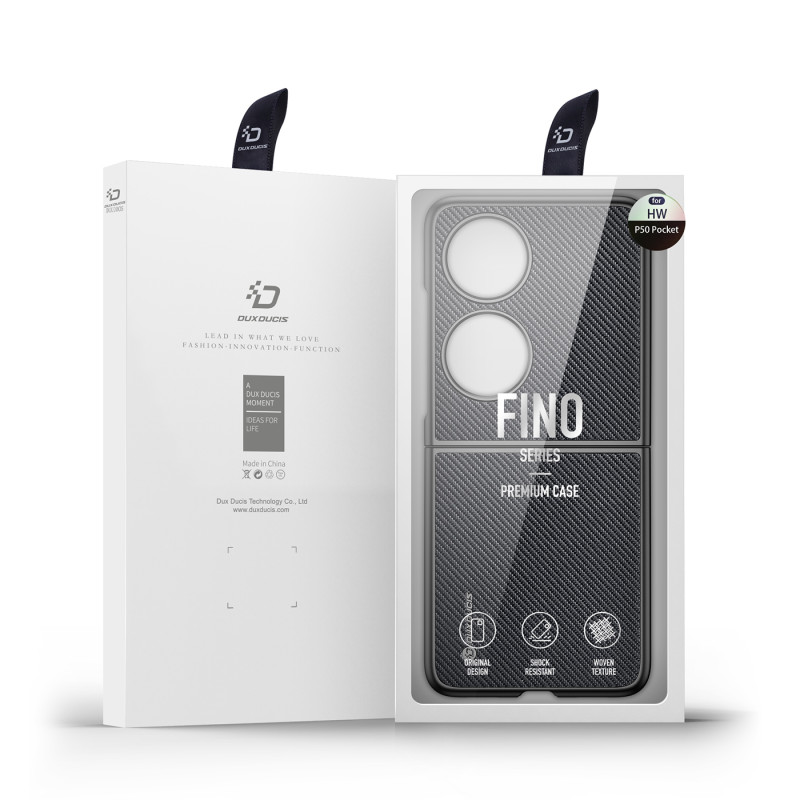 Dux Ducis Fino dėklas, dangtelis padengtas nailono medžiaga, Huawei P50 Pocket juoda