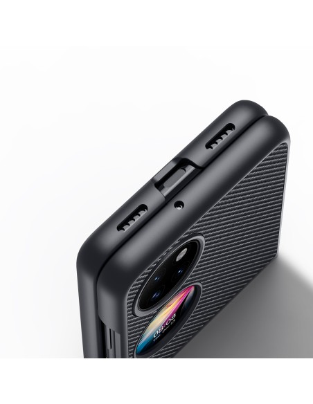 Dux Ducis Fino dėklas, dangtelis padengtas nailono medžiaga, Huawei P50 Pocket juoda Dux Ducis Fino dėklas, dangtelis padengtas nailono medžiaga, Huawei P50 Pocket juoda