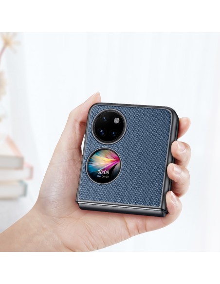 Dux Ducis Fino dėklas, dangtelis padengtas nailono medžiaga, Huawei P50 Pocket mėlyna Dux Ducis Fino dėklas, dangtelis padengtas nailono medžiaga, Huawei P50 Pocket mėlyna