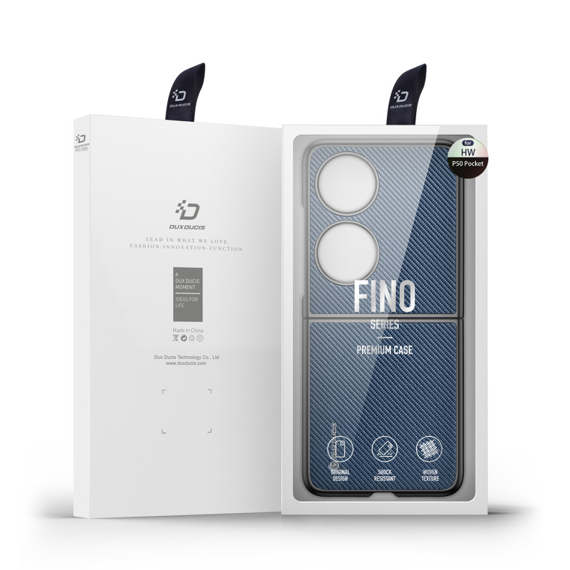 Dux Ducis Fino dėklas, dangtelis padengtas nailono medžiaga, Huawei P50 Pocket mėlyna
