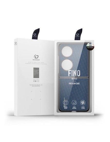 Dux Ducis Fino dėklas, dangtelis padengtas nailono medžiaga, Huawei P50 Pocket mėlyna Dux Ducis Fino dėklas, dangtelis padengtas nailono medžiaga, Huawei P50 Pocket mėlyna