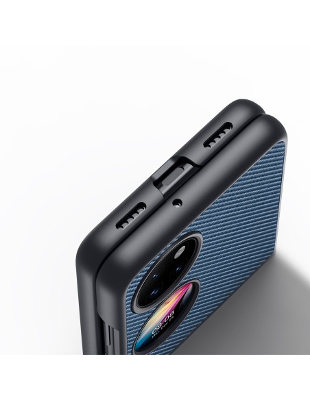 Dux Ducis Fino dėklas, dangtelis padengtas nailono medžiaga, Huawei P50 Pocket mėlyna Dux Ducis Fino dėklas, dangtelis padengtas nailono medžiaga, Huawei P50 Pocket mėlyna