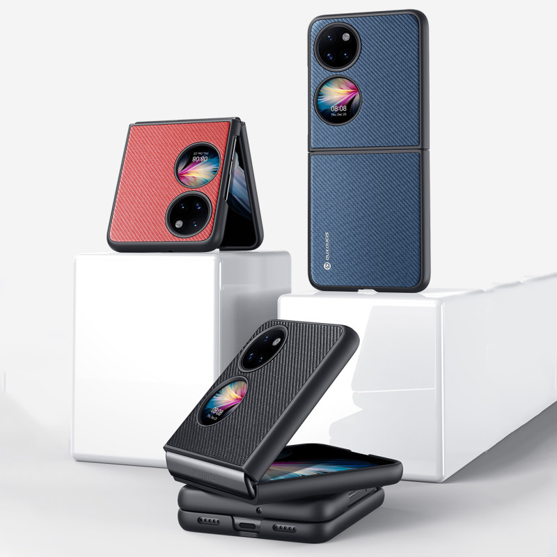 Dux Ducis Fino dėklas, dangtelis padengtas nailono medžiaga, Huawei P50 Pocket mėlyna