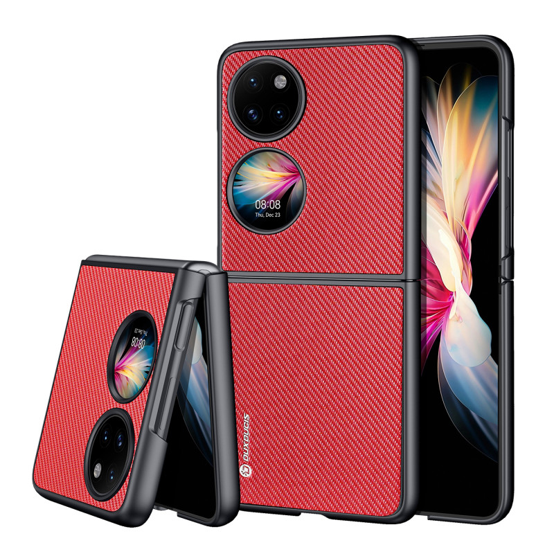 Dux Ducis Fino dėklas, dangtelis padengtas nailono medžiaga, Huawei P50 Pocket raudona