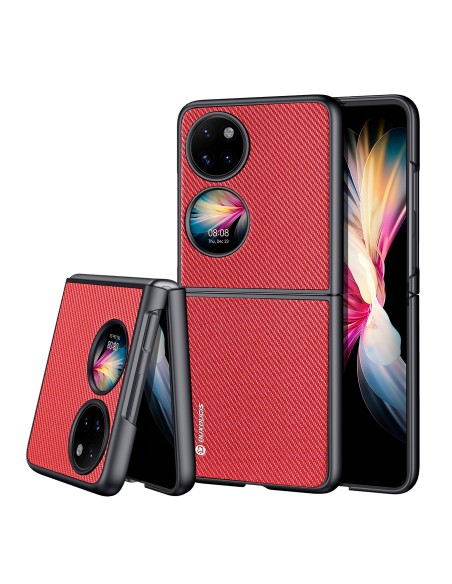 Dux Ducis Fino dėklas, dangtelis padengtas nailono medžiaga, Huawei P50 Pocket raudona Dux Ducis Fino dėklas, dangtelis padengtas nailono medžiaga, Huawei P50 Pocket raudona