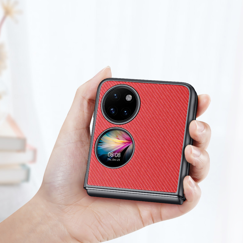 Dux Ducis Fino dėklas, dangtelis padengtas nailono medžiaga, Huawei P50 Pocket raudona