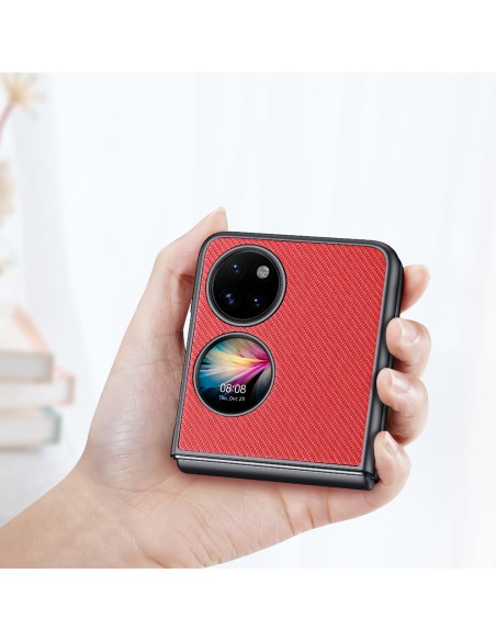 Dux Ducis Fino dėklas, dangtelis padengtas nailono medžiaga, Huawei P50 Pocket raudona Dux Ducis Fino dėklas, dangtelis padengtas nailono medžiaga, Huawei P50 Pocket raudona
