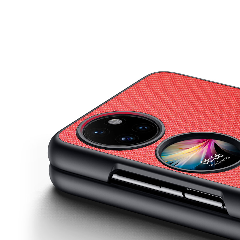 Dux Ducis Fino dėklas, dangtelis padengtas nailono medžiaga, Huawei P50 Pocket raudona