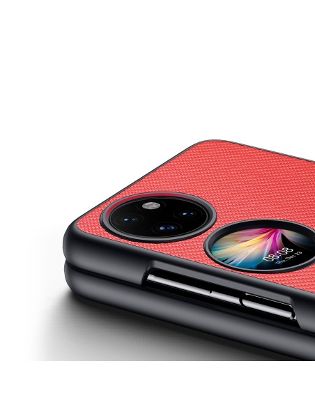 Dux Ducis Fino dėklas, dangtelis padengtas nailono medžiaga, Huawei P50 Pocket raudona Dux Ducis Fino dėklas, dangtelis padengtas nailono medžiaga, Huawei P50 Pocket raudona