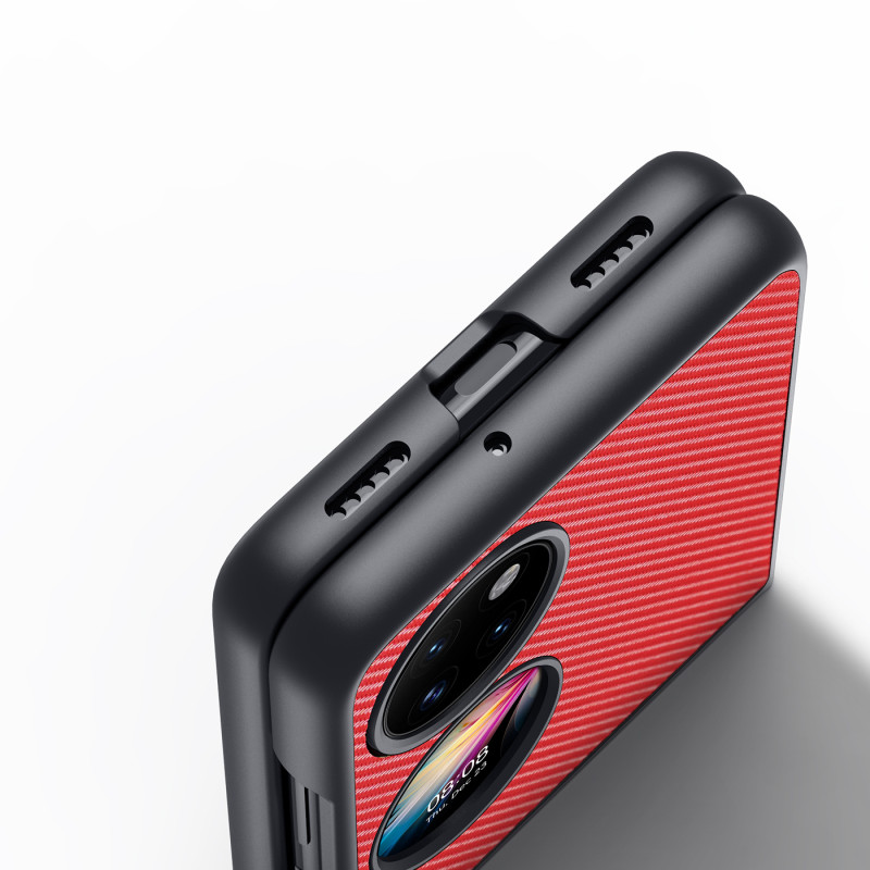 Dux Ducis Fino dėklas, dangtelis padengtas nailono medžiaga, Huawei P50 Pocket raudona