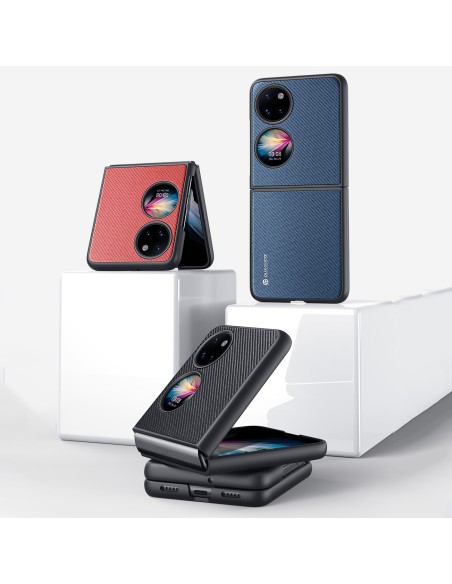 Dux Ducis Fino dėklas, dangtelis padengtas nailono medžiaga, Huawei P50 Pocket raudona Dux Ducis Fino dėklas, dangtelis padengtas nailono medžiaga, Huawei P50 Pocket raudona