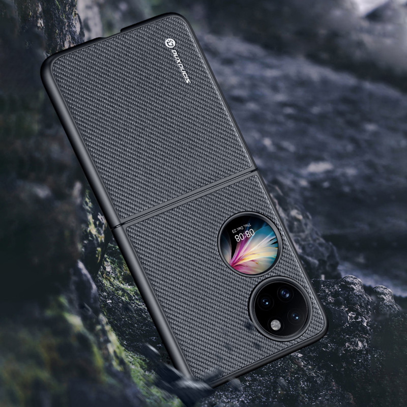 Dux Ducis Fino dėklas, dangtelis padengtas nailono medžiaga, Huawei P50 Pocket raudona
