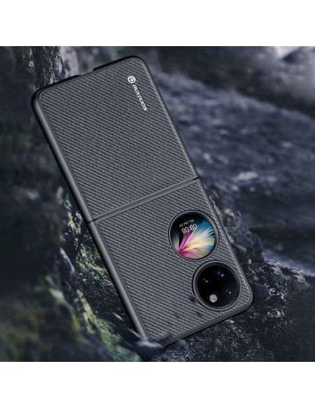 Dux Ducis Fino dėklas, dangtelis padengtas nailono medžiaga, Huawei P50 Pocket raudona Dux Ducis Fino dėklas, dangtelis padengtas nailono medžiaga, Huawei P50 Pocket raudona