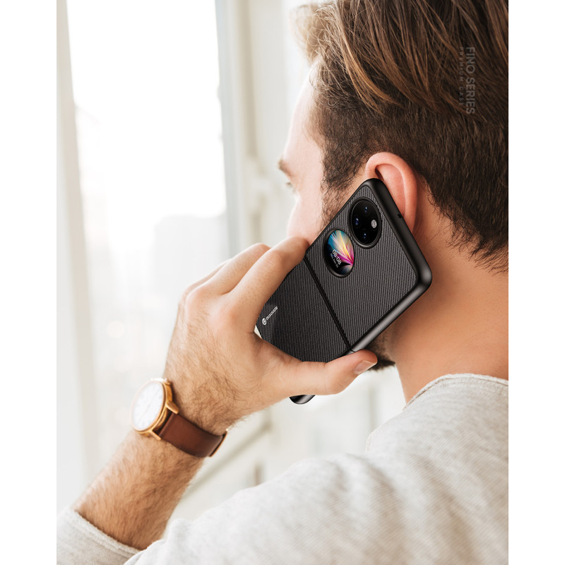 Dux Ducis Fino dėklas, dangtelis padengtas nailono medžiaga, Huawei P50 Pocket raudona