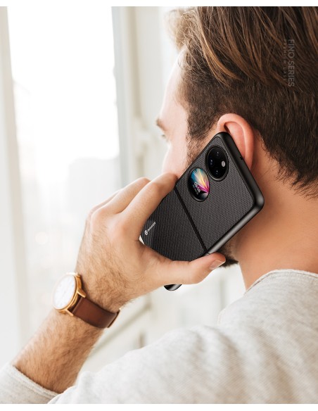 Dux Ducis Fino dėklas, dangtelis padengtas nailono medžiaga, Huawei P50 Pocket raudona Dux Ducis Fino dėklas, dangtelis padengtas nailono medžiaga, Huawei P50 Pocket raudona