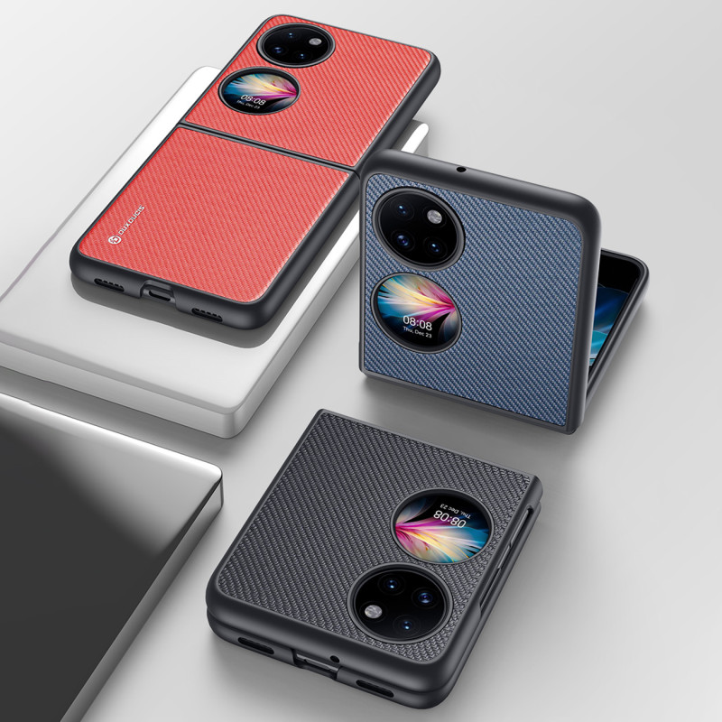 Dux Ducis Fino dėklas, dangtelis padengtas nailono medžiaga, Huawei P50 Pocket raudona