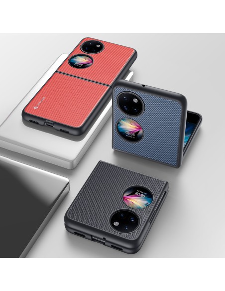 Dux Ducis Fino dėklas, dangtelis padengtas nailono medžiaga, Huawei P50 Pocket raudona Dux Ducis Fino dėklas, dangtelis padengtas nailono medžiaga, Huawei P50 Pocket raudona