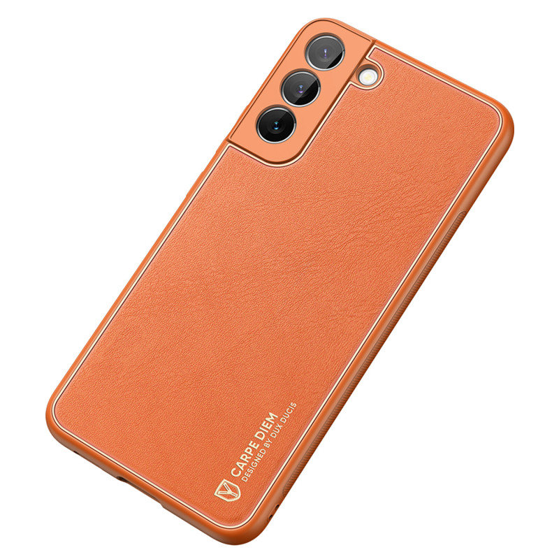 Dux Ducis Yolo elegantiškas dėklo dangtelis pagamintas iš ekologiškos odos, skirtas Samsung Galaxy S22+ (S22 Plus) oranž...