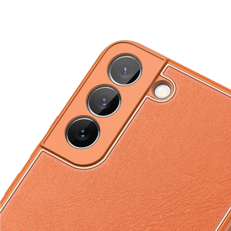 Dux Ducis Yolo elegantiškas dėklo dangtelis pagamintas iš ekologiškos odos, skirtas Samsung Galaxy S22+ (S22 Plus) oranž...