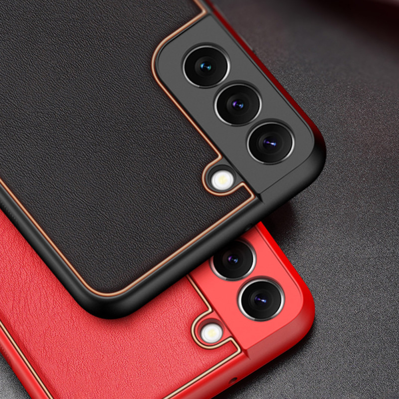Dux Ducis Yolo elegantiškas dėklo dangtelis pagamintas iš ekologiškos odos, skirtas Samsung Galaxy S22+ (S22 Plus) oranž...