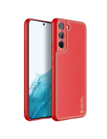 Dux Ducis Yolo elegantiškas dėklo dangtelis pagamintas iš ekologiškos odos, skirtas Samsung Galaxy S22+ (S22 Plus) raudo...